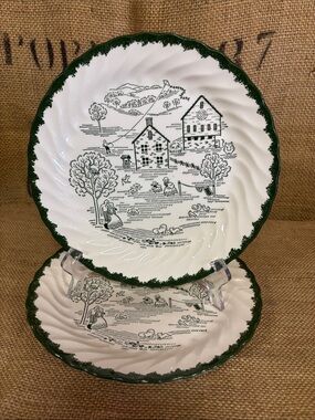 Royal China USA Countryside Underglaze Luncheon 9 1/4” Plate c1952 Print M 53 54